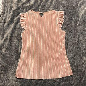 Worthington Pink Crushed Velvet Flutter Sleeve Top